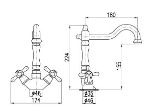 Смеситель для раковины Rav Slezak Morava retro MK321.5/8BZ белый
